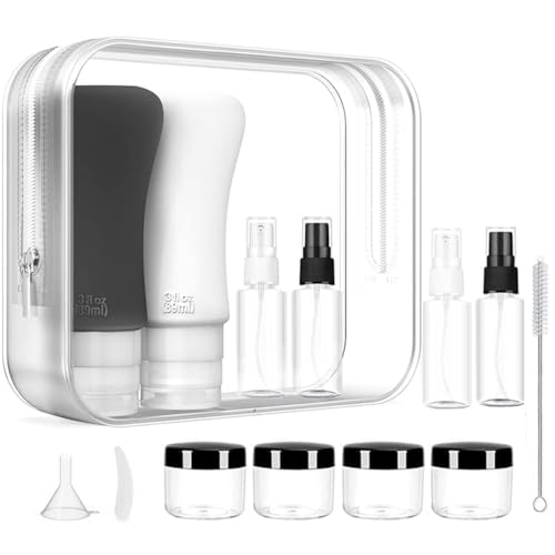 18 Pack Travel Bottles, 3oz & 2oz Leak Proof Toiletries, Perfect for Business or Personal Travel, Fun Outdoors Silicone 18 Pieces - color: BLACK