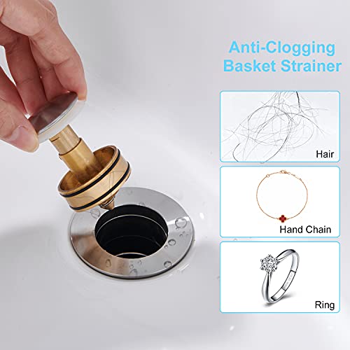 CREA Bathroom Sink Drain, Bathroom Sink Stopper with Drain Hair Catcher Pop Up Drain 1 1/2" for Bathroom Vanity Kitchen Sink with Overflow, Brushed Nickel - color: Brushed Nickel