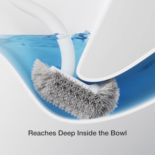 Toilet Cleaner Brush, Diveotree Toilet Brush and Holder for Dead Corner Cleaning, Wall Mounted Toilet Bowl Brush for Bathroom Decor, Toilet Scrubber Brush for Home/Hotel (White, 1pack) - color: White
