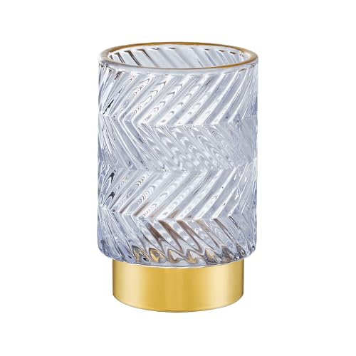 Makeup Brush Holder Organizer,Toothbrush Holders,Desk Pen Pencil Holder,Multifunctional Vintage Glass Brush Cup（A40-9-US） - color: Light Purple