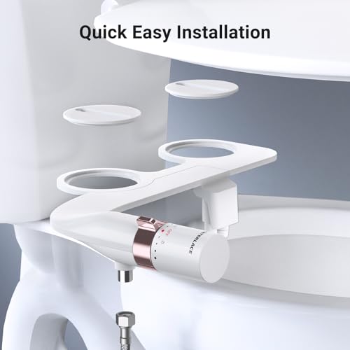 Bidet Attachment for Toilet Seat Sprayer - Non Electric Dual Nozzle with Cold Water - Self Cleaning Toilets Bathroom Spray for Butt Wash - Easy Slim Adjustable Pressure Control Rv Bidets Gifts - color: Rose Gold
