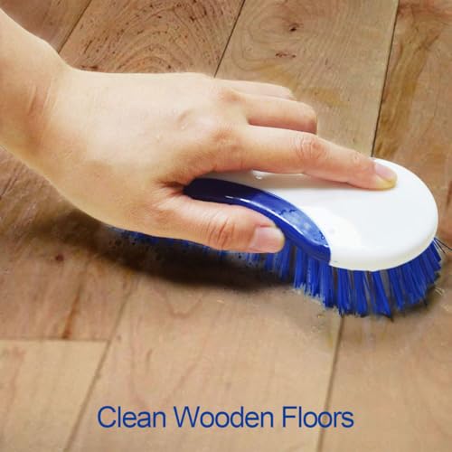 CELOX 2 Pack Multi Purpose Heavy Duty Scrub Brush, Deep Clean Brush for Tile Floors and Walls, Shower Doors, Tubs - color: White Blue