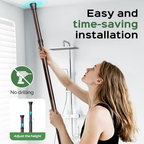 HAMITOR Shower Caddy Tension Pole: Rustproof Quick Install Corner Bathroom Organizer Shelf on Floor for Renters - 4-Tier Large Capacity Storage Rack with Soap Holder for Apartment -47-121 Inch/Bronze - color: Bronze