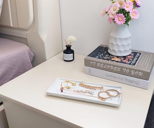 9.2" Porcelain Small Bathroom Narrow Tray - Gray | Ceramic Countertop and Mini Vanity Tray for Cosmetics, Perfume, Jewelry, Candle - Kitchen Soap Tray for Kitchen Counter - color: Gray, size: 9.2" x 3.6" x 0.6"