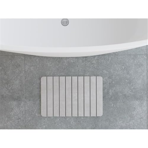24x15 Modern Diatomite Stone Medium Bath Mat in Gray