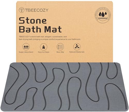 Stone Bath Mat, Diatomite Fast Drying Non Slip Stone Shower Mat, Super Absorbent for Bathroom & Kitchen, Multi-Use as Pet Mat, Easy to Clean 16"x24", Gray - color: Style 01-gray, size: 16"x24"