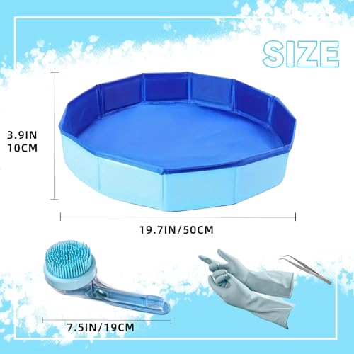 Foldable Bearded Dragon Pool Bathtub, Reptile Bath Pool Bearded Dragon Swimming Pool with Brush Gloves Reptile Accessories Swimming Pool for Turtle Lizard Small Pets - size: Reptile Pool