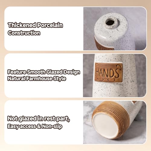 Hand and Dish Soap Dispenser Set, Farmhouse Ceramic Soap Dispenser for Kitchen Sink, 15 OZ Vintage Hand Wash Liquid Dispenser for Bathroom Farmhouse Modern Kitchen Decor Accessories - size: 15 OZ