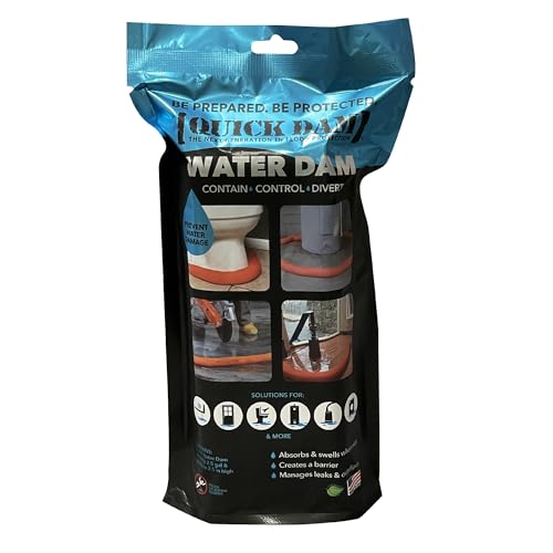 Quick Dam Indoor Water Dam Flood Barrier for Leaks, Spills and Water Containment, 8ft, 1-Pack, Orange - size: 8ft