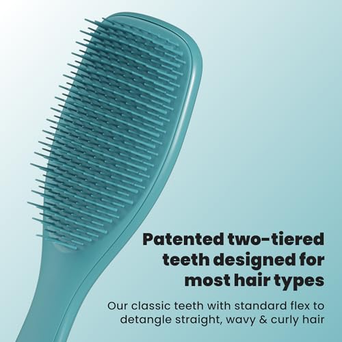 Tangle Teezer Ultimate Detangler Brush, Straight to Wavy, Teal | Patented two-tier, regular-flex teeth reduce breakage & split ends on wet or dry hair; Shower-friendly hairbrush for all ages - color: Transformative Teal
