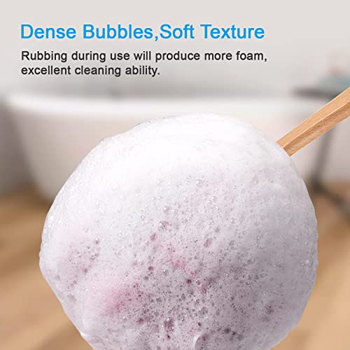 AmazerBath Shower Sponge Loofah Back Scrubber, PE Soft Mesh Loofah Body Scrubber with Long Wooden Handle, Bath Sponge for Men Women (Pink) - style: Pink
