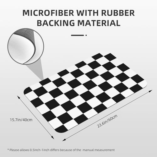 Black and White Checkered Print Bath Mat Rugs 15.7x23.6 in, Checkerboard Diatomaceous Earth Bathroom Rug Rubber Non-Slip Bathroom Mat for Bathroom Kitchen Floor, Tub and Shower Sink - color: Checkered #02