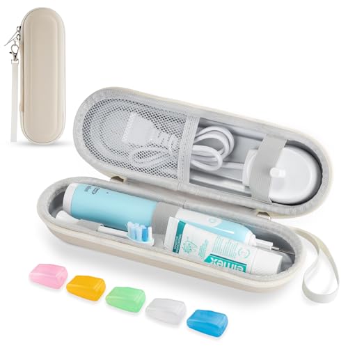 Toothbrush Travel Case for Oral B/Oral-B Pro 1000 1500 5000 7000 & Philips Sonicare 4100 1100 5300 5100 6100/iO Electric Toothbrush, Hard Protective Storage Bag (Starlight case&toothbrush cap) - color: Starlight case&toothbrush cap