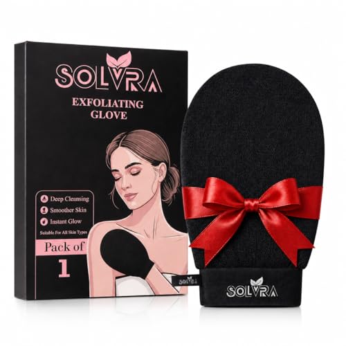 Exfoliating glove for Shower & Exfoliating body scrubber – 100% Vegan Viscose Kessa Mitt for Dead Skin Removal, Self-Tan Fade & Keratosis Pilaris –Dual-Texture Glove for Spa & Massage (1 Pack BlacK) - color: Pack of 1 - Black