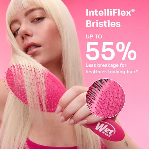 Wet Brush Mini Detangler Hair Brush, Purple, Detangling Travel Hairbrush, Ultra-Soft IntelliFlex Bristles Glide Through Tangles with Ease, Pain-Free, All Hair Types (2 Pack) - color: Purple, size: 2 Count (Pack of 1)