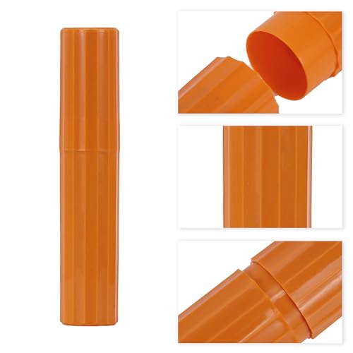 VOCOSTE 2pcs Vertical Stripe Toothbrush Case, Plastic, Lightweight Traveling Toothbrush Holders Case, Travel Business, Orange, 7.87"x1.50"
