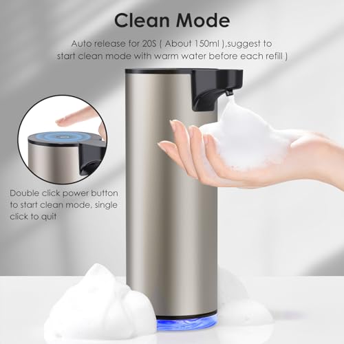 Automatic Soap Dispenser Foam Rechargeable: Touchless Soap Dispenser Stainless Steel with Sensor for Bathroom Kitchen - color: Silver2