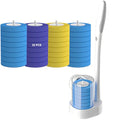 Taiuloo Disposable Toilet Brush, Wall Mounted Toilet Bowl Cleaner Wand & Holder with 32 Refills Scrubbing Pads, Bathroom Toilet Wand Kit Deep Cleaning System