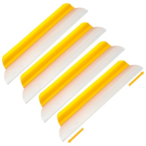 4 Pack 14 inch Car Drying Squeegee Longer Silicone Automotive Water Wiper Flexible Auto T-Bar Rubber Blade for Car Windshield Glass Window Bathroom Shower Squeegees Wash Tool (Yellow) - color: Yellow