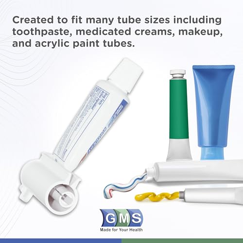 GMS Group Medical Supply, LLC Toothpaste Tube Winder - Toothpaste Squeezer with Simple Mess-Free Design - Also Ideal for Face Cream, Paste, Makeup, Paint - Suitable for Plastic & Metal Tubes (2 Pack)