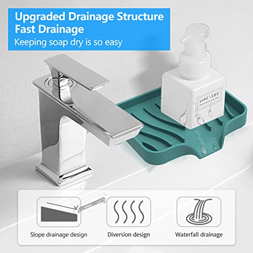 AIMAIAIMAI 3-Pack Silicone Soap Dish Set – Bar Soap Holder with Self-Draining Design, Easy-Clean Tray for Shower, Bathroom, Kitchen, and Tub - color: Black & Grey & Teal