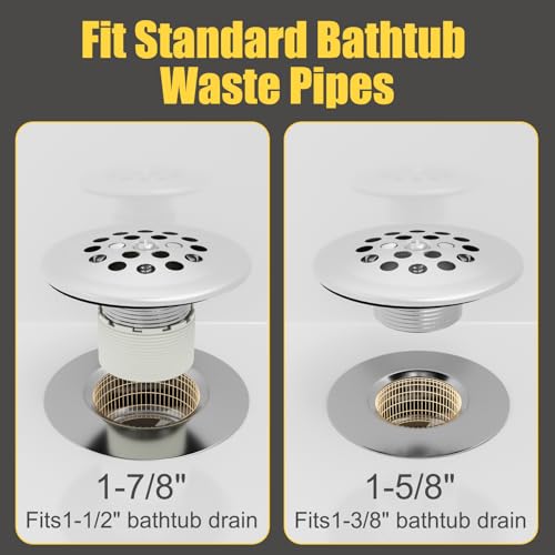 Trip Lever Tub Drain Kit, Bathtub Drains Stopper Replacement Set with Trip Lever Overflow Faceplate, Strainer, No Putty Gasket and Matching Screws (Chrome) - color: Chrome Kits