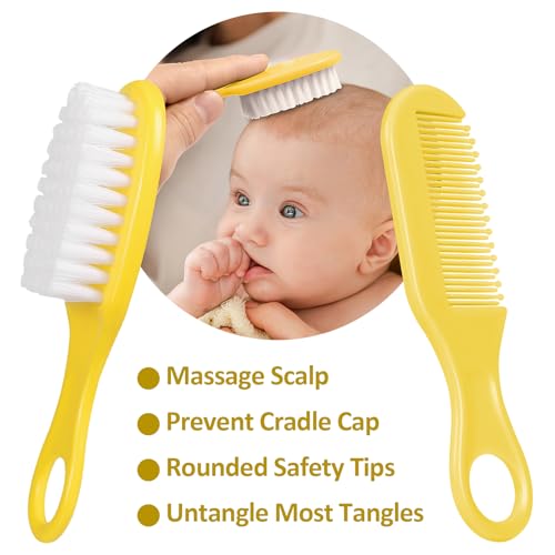 Baby Grooming Kit, Infant Safety Care Set with Hair Brush Comb Nail Clipper Nasal Aspirator,Baby Essentials Kit for Newborn Girls Boys (Yellow) - style: Yellow Grooming Kit