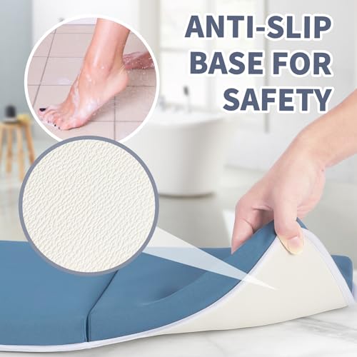 URMYWO Bath Kneeler and Elbow Rest Pad Set - 1.5" Thick Baby Bath Kneeler Pads with Toys Organizer, Anti-Slip Cozy Knee & Arm Support Bathtub Mat, Quick Dry Kneeling Pad for Baby Bath Time - color: Bluea