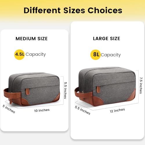 Vorspack Large Travel Toiletry Bag - Hanging Toiletry Bag for Men Water Resistant Canvas Shaving Bag with Large Capacity for Home Travel - Light Grey - color: Light Grey, size: Large