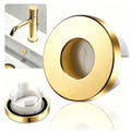 Sink overflow drain cover - Brass Overflow Ring Bathroom Basin Sink Round Hole Trim Cover Hole Insert in Caps Sink Drain Insert Plug (Gold) - color: Gold