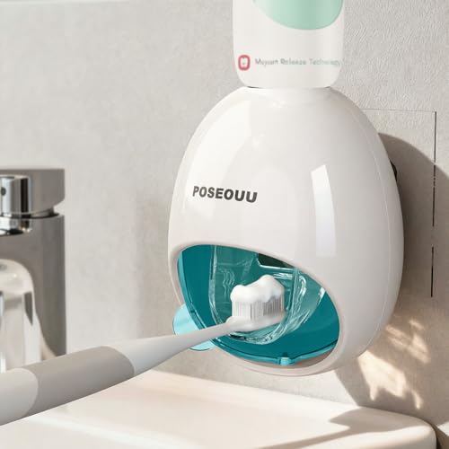 Toothpaste Dispenser Wall Mounted for Bathroom, Sapphire Blue | For Kids & Adults; Comes With Custom Cleaning Brush & 2 Heavy-Duty Adhesive Pads, Drill-Free Wall Mount Bathroom Accessory - color: Sapphire Blue