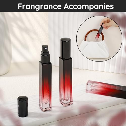 Segbeauty Travel Perfume Bottle Refillable, 2pcs 10ML Mini Glass Perfume Bottles Empty, Portable Cologne Spray Bottle Small Toiletries Cosmetic Supplies Sample Container Atomizer Travel Essential - color: Red, style: Mini Bottles
