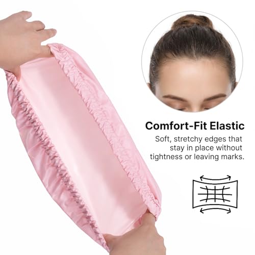 2 Pcs Reusable Shower Cap for Women Reusable Waterproof Large Shower Bonnet Washable Elastic Band Bath Hair Hat Double Layer Showers Caps Soft Non-Slip Washable Showers Bonnet for Most Hair Types