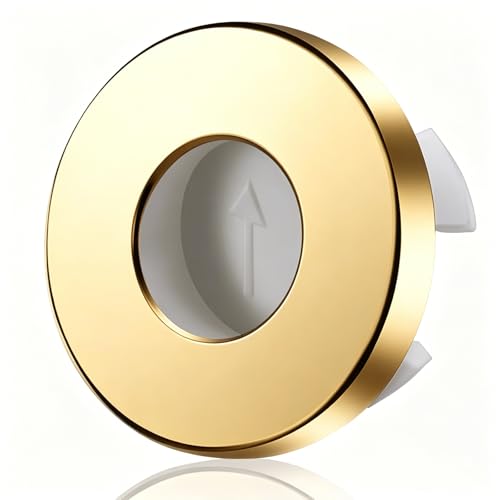 Sink overflow drain cover - Brass Overflow Ring Bathroom Basin Sink Round Hole Trim Cover Hole Insert in Caps Sink Drain Insert Plug (Gold) - color: Gold