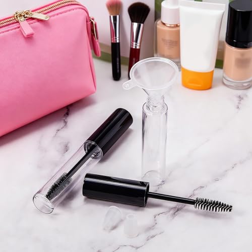100 Pack Empty Mascara Tube and Wand, 10ml Eyelash Cream Container Bottle with Brush, Clear Refillable Mascara Tubes for Castor Oil & DIY Cosmetics, 100PCS Black