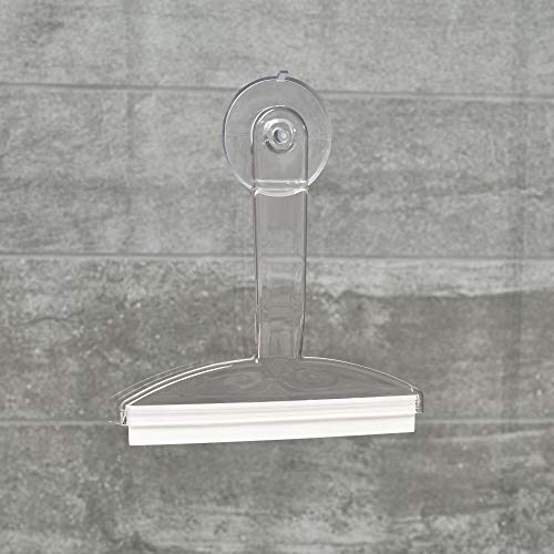 8" Clear Plastic Suction Squeegee Shower Window Cleaner | Suction Storage Hook