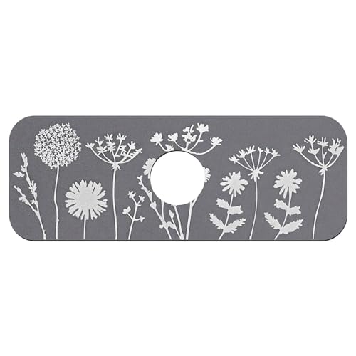 Faucet Fast Absorbent Pad - White Flowers And Grass Silhouettes Drying Pad, Suitable For Kitchen, Bathroom, Island And Other Scenes - color: White flowers and grass silhouettes