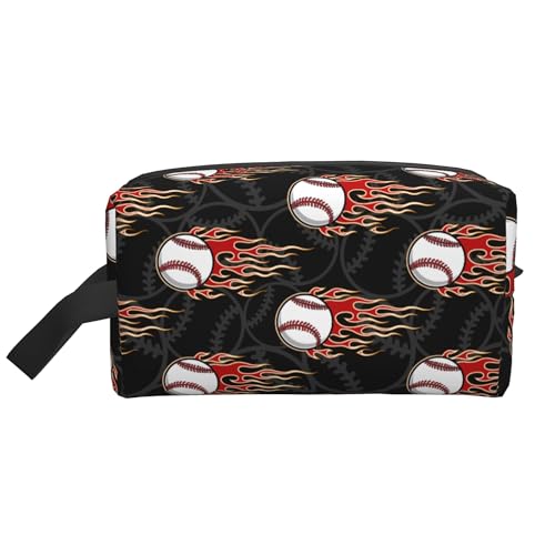 Kids Travel Toiletry Bag for Boys Girls - Waterproof Makeup Pouch Hanging Cosmetic Wash Bags Dopp Kit Shaving Bag for Toiletries Accessories(Fire Baseball) - color: Fire Baseball