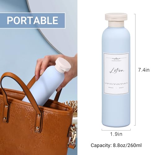 8.8oz Travel Essentials Shampoo Bottles for Toiletries,Empty Plastic Squeeze Bottles with Flip Cap for Toiletries Travel Size Shampoo and Conditioner (3 pack, bule) - color: Blue, size: 8.8 oz