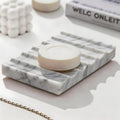 Natural Marble Soap Dish for Shower Stone Tray Small Bar Soap Holder with Self Draining, Non-Slip, Luxury Bath Room Accessories, Sponge Dish Scrubbers Tray for Kitchen Sink Counter Top (Carrara White)