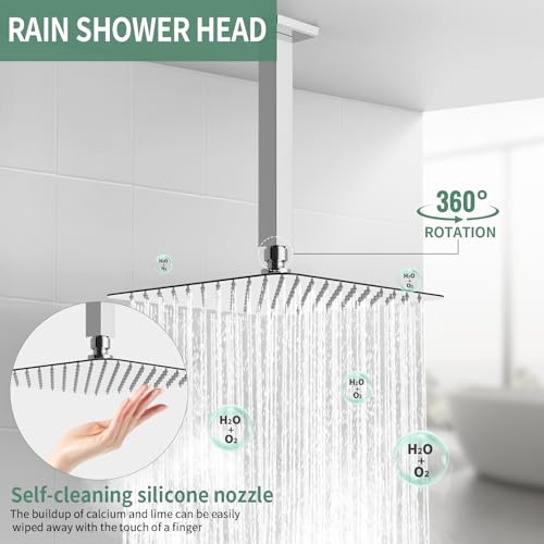 SunCleanse Rainfall Shower Faucet Set Polished Chrome Shower Combo Set for Bathroom with High Pressure 10 inch Shower Head with Handheld Shower Valves Shower Head and Handheld Ceiling Mounted - color: Polished Chrome, style: 10-ceiling