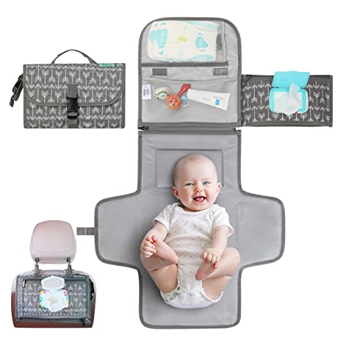 Kopi Baby Portable Diaper Changing Pad-Baby Diaper Changer Travel Bag with Wipes Pocket, Smart Design Portable Changing Mat, Infant Travel Station Kit, Gift for Newborn Girl & Boy-Grey Arrows, Classic - color: Grey Arrows, size: Classic