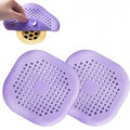 Silicone Hair Catcher 2-piece Set, Square Shower Drain Cover with Strong Suction Cup, Anti Clogging Hair Catcher for Shower, Bathtub, and Bathroom Drain Protectors (Purple) - color: Purple;