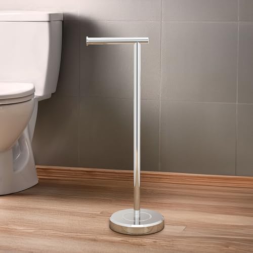 Gatco 1437C Latitude II Freestanding Toilet Paper Holder, Chrome Bathroom Tissue Roll Stand with Modern Floor Standing Design - color: Chrome