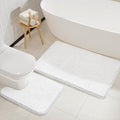 LOCHAS Bathroom Rugs Sets 2 Piece, Soft Non Slip Bath Mat Set, 20''x20'' U-Shaped Toilet Rug and 34''x21'' White Bath Rugs, Washable Absorbent Chenille Toilet Rug Set for Bathroom, Shower, Sink - color: White