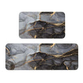 Black Grey Marble Print Kitchen Rugs Microfiber Floor Mats Cushioned Carpet Runner Rug for Laundry Bathroom Living Room, 2 Piece Set 17"X 47" + 17"X 30" - color: Black Grey Marble Print