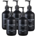 Reusable Shampoo and Conditioner Bottles (5Pack Matte Black) Plastic 16.9oz Dispenser for Conditioner,Shampoo Containers for Shower - color: Matte Black