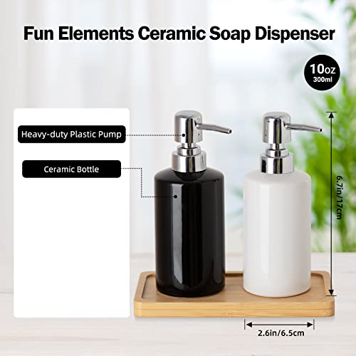 FE Soap Dispenser, 300ml/10oz Ceramic Liquid Soap Pump Dispenser, Refillable Dish Soap Dispenser for Kitchen Bathroom Washroom (White) - color: White