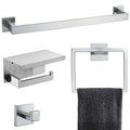 Brushed 4-Piece Bathroom Hardware Set Premium Stainless Steel Bath Towel Bar Sets Wall Mounted Bathroom Toilet Paper Holder with Shelf Set, 23.6 Inch - color: Brushed Nickel, size: 4-Pieces Set-B