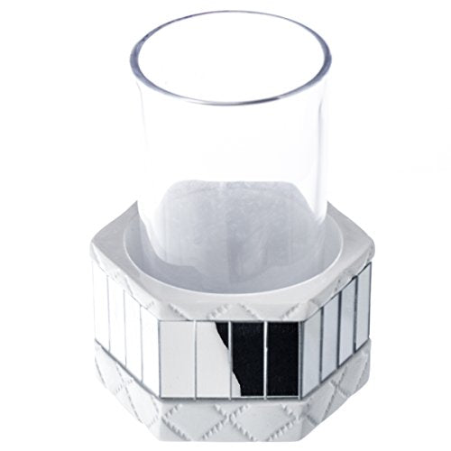 Creative Scents Quilted Mirror Tumbler Cup - Glass Bathroom Toothbrush Holder Cup – Decorative Mug for Rinsing - Best Tumblers for Mouthwash/Rinsing, Elegant Bathroom Decor - style: Tumbler